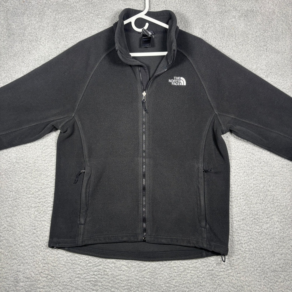 The North Face TKA 100 Glacier Full Zip Fleece Jacket Mens Large Black Mock Neck